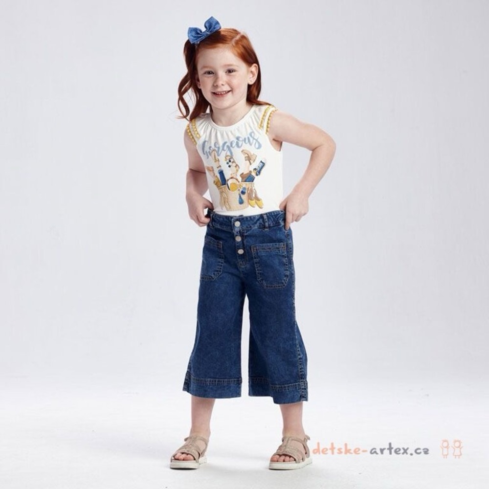 Size 8 Girls Mayoral Kids Blue Denim Wide-Leg Jeans